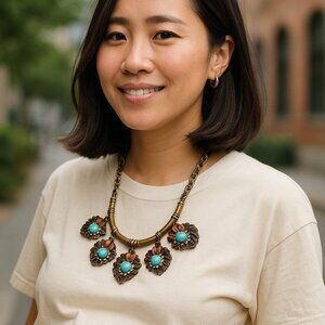 Stunning Statement Necklace Southwestern Vibes Boho Hippie Cowgirl Native READ